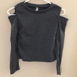 grey cold shoulder top